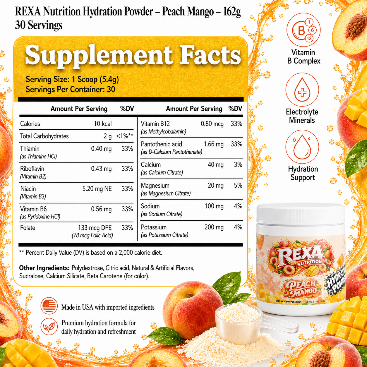 Hydration Powder Peach Mango