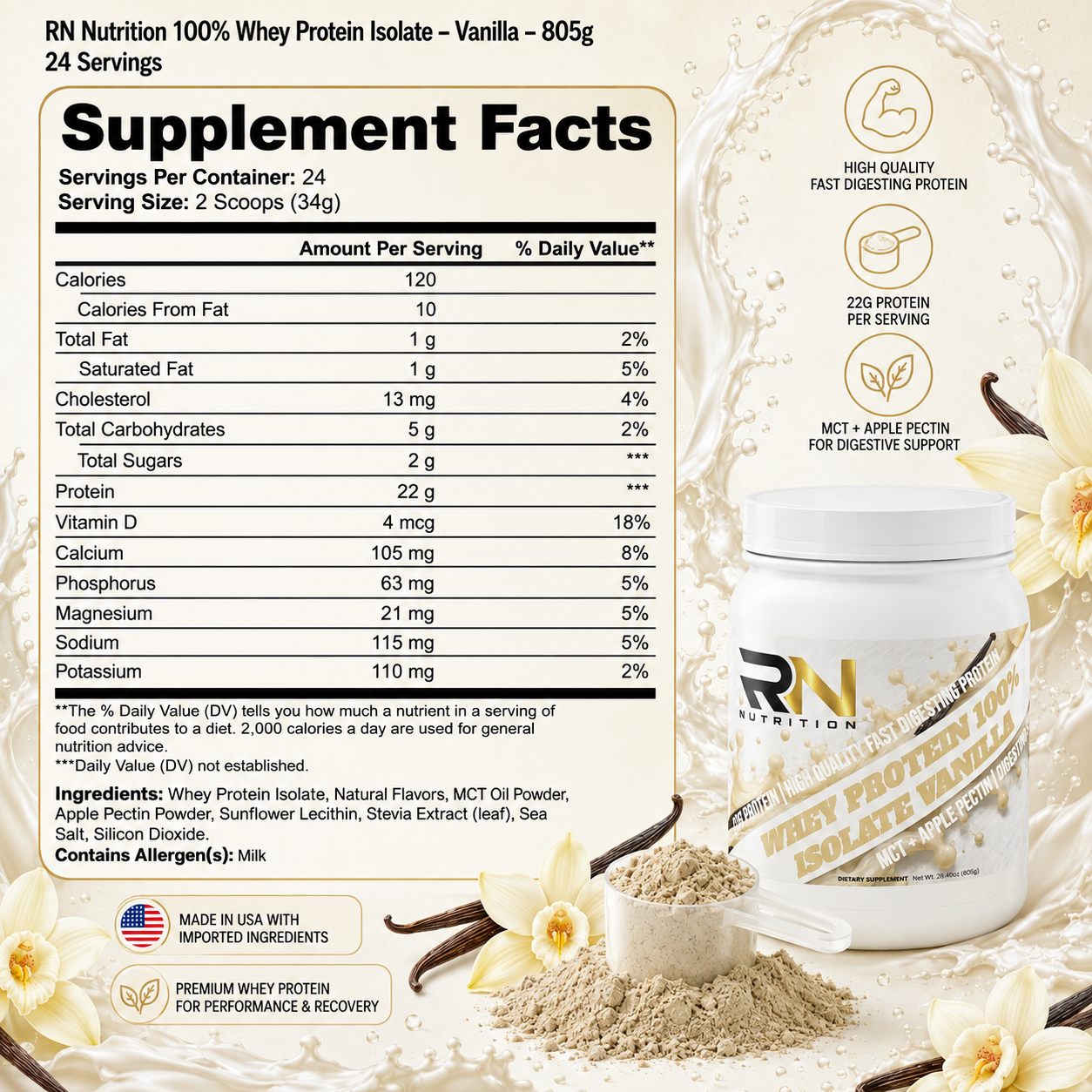 Advanced 100% Whey Protein Isolate Vanilla