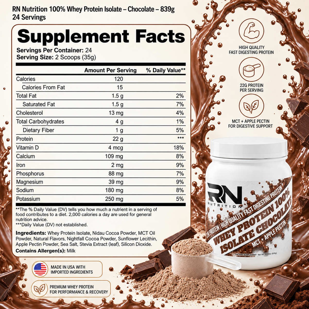 Advanced 100% Whey Protein Isolate Chocolate