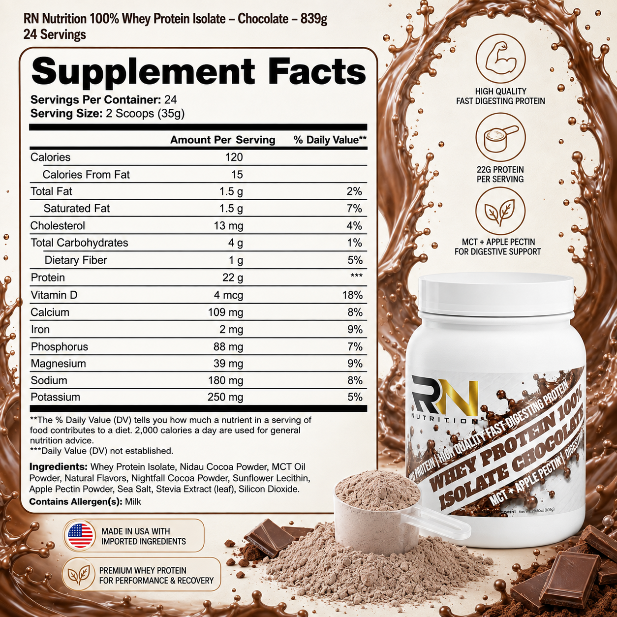 Advanced 100% Whey Protein Isolate Chocolate
