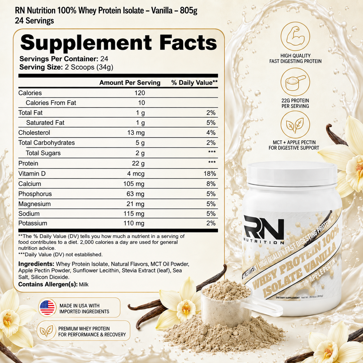 Advanced 100% Whey Protein Isolate Vanilla